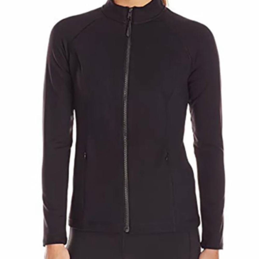 NYDJ Jet Black Zip Front Sport Trainer Jacket Athletic Activewear NWT